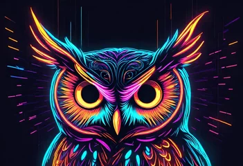 Türaufkleber self-luminous neon owl  © Naila