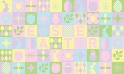 Creative Geometric Happy Easter seamless pattern with geometric shapes. Spring vector background. Modern abstract concept for print, banner, fabric, card, wrapping paper, cover