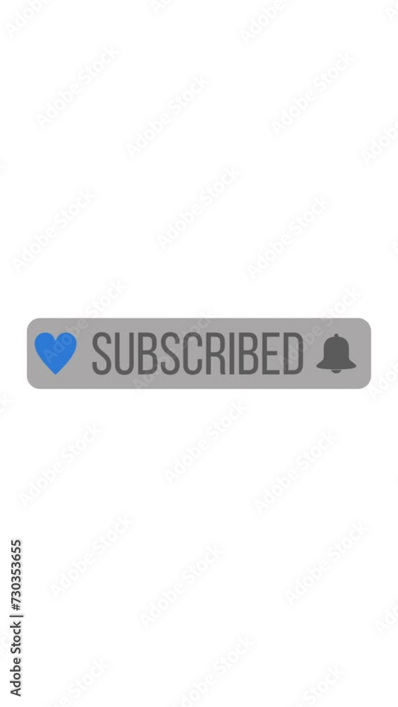 Poster vertical video animation of an animated, floating subscribe button with a bell button on a black bac