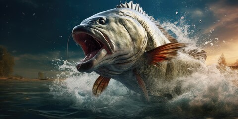 Fishing concept. A Big freshwater fish just taken from the water