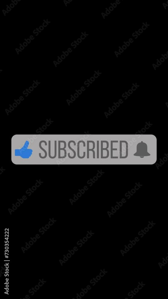 Aufkleber vertical video animation of an animated, floating subscribe button with a bell button on a black bac