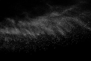 Abstract white dust on black background. Light smoke texture. Powder explosion. Splash water overlay.	
 - obrazy, fototapety, plakaty