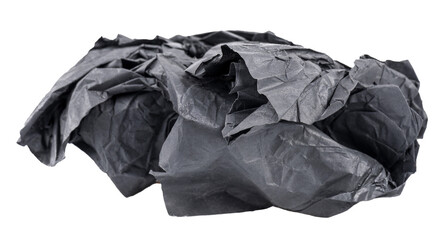 Crumpled black paper on a white background