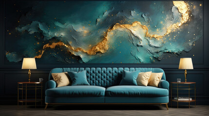 Anterior sofa seat with artistic abstract background