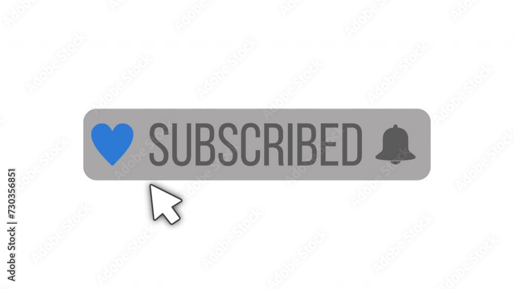 Aufkleber video animation of an animated, floating subscribe button with a bell button on a black background. 