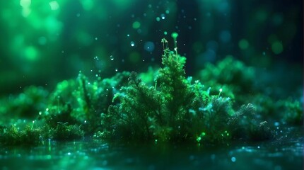 Aquatic Botanical Beauty: Green Plant Submerged Underwater