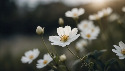 a close up of a white flower with a blurry backround in the background of a blurry image of the backround of a white flower