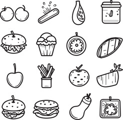 Food & Drinks icon set black silhouette