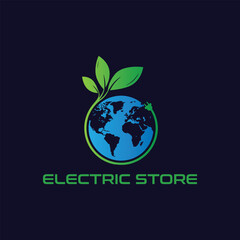 eco electric store logo design vector
