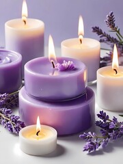 Obraz na płótnie Canvas spa still life, candles and lavender
