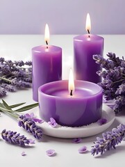 Obraz na płótnie Canvas spa still life, candles and lavender