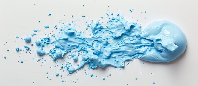 White background with isolated blue foamy modeling paste.