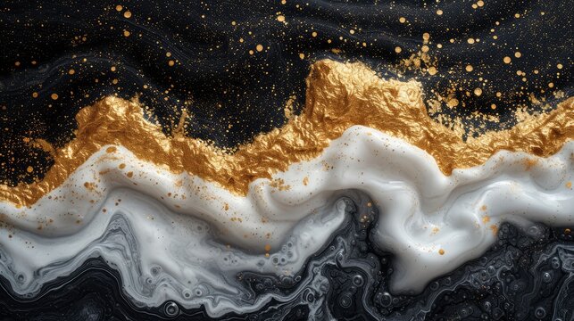Abstract Black White Art Golden Paint, Background HD, Illustrations