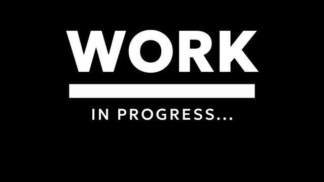 Work in progress loading bar screen animation video effect on black background