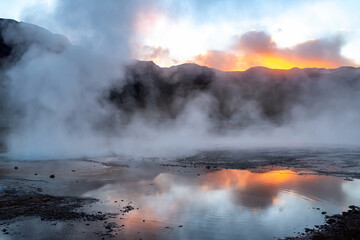 El Tatio geyser field in the Andes Mountains of northern Chile