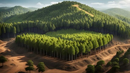 Deforestation, human activities, remove trees for timber or for converting forest lands into other land uses, save forest concept, world forest day, International day of forest