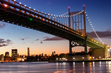 Triborough Bridge or Robert F. Kennedy Bridge, at night, in Astoria, Queens, New York. USA
