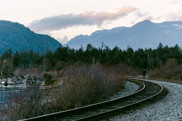 Fototapeta premium Railway in Squamish in British Columbia, Canada during Winter
