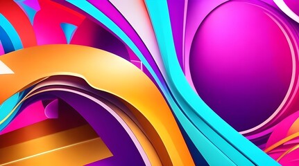 3d render of abstract colorful background with curved lines. Modern design