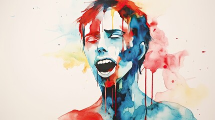 A colorful horror-themed illustration. The concept of horror and fear. - obrazy, fototapety, plakaty