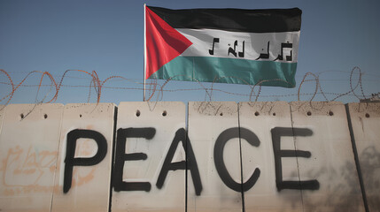 Fototapeta premium Palestinian flag with the word 