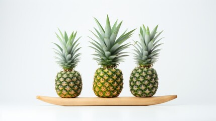 Beautiful balanced composition of pineapples on a white background.