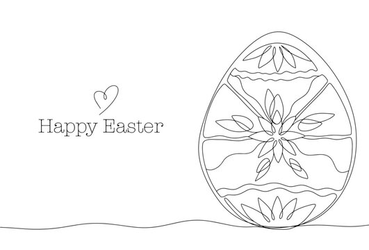 Easter. Painted egg. One line