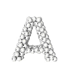 Symbol made from silver soccer balls. letter a