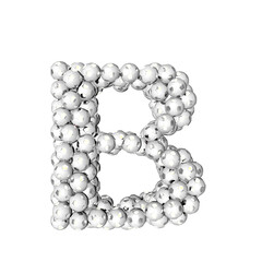 Symbol made from silver soccer balls. letter b