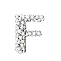Symbol made from silver soccer balls. letter f