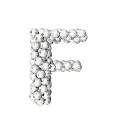 Symbol made from silver soccer balls. letter f
