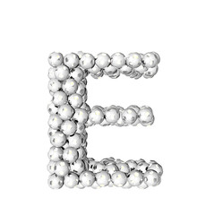 Symbol made from silver soccer balls. letter e