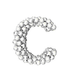 Symbol made from silver soccer balls. letter c