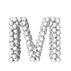 Symbol made from silver soccer balls. letter m