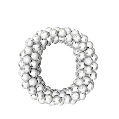 Symbol made from silver soccer balls. letter o