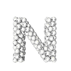 Symbol made from silver soccer balls. letter n
