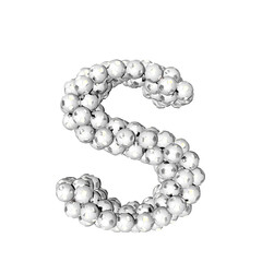 Symbol made from silver soccer balls. letter s
