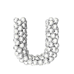 Symbol made from silver soccer balls. letter u