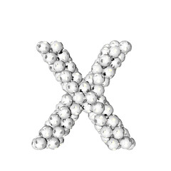 Symbol made from silver soccer balls. letter x