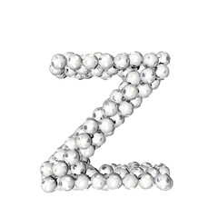 Symbol made from silver soccer balls. letter z