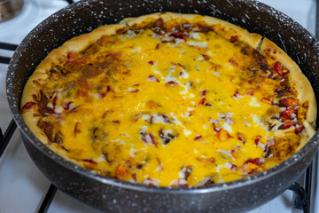 margherita Pizza full of cheese with crusty face