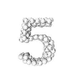 Symbol made from silver soccer balls. number 5