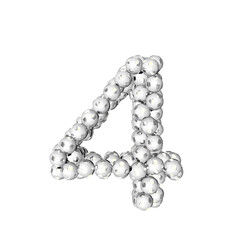 Symbol made from silver soccer balls. number 4