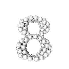 Symbol made from silver soccer balls. number 8