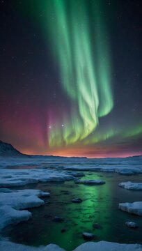Northern lights (aurora borealis) with landscape. © Jolie