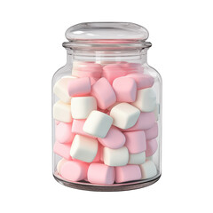 3d cartoon style marshmallow in a jar isolated on transparent background, png