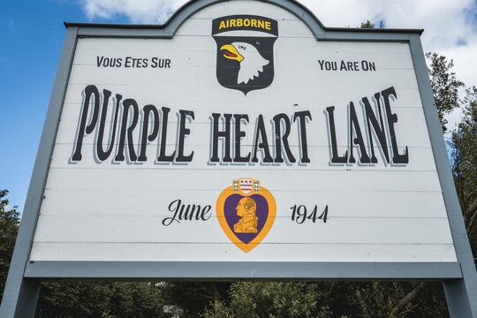 Monument by Purple Heart Lane, for the 101 st Airborne. Carentan, Normandy, France. August 14 2023.
