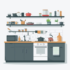 kitchen illustration in flat vector design