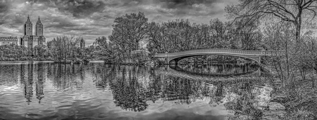 Bow bridge in black and white