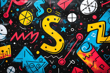 Colorful Graffiti Art, Urban Street Art, Abstract Wall Mural